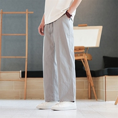 8XL-M亚麻裤男肌理感冰丝薄款休闲裤长裤男宽松百搭情侣裤K919P58，男装休闲裤，电商D206-1