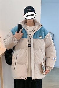 新款男百搭设计感拼接情侣港风棉衣M063-P90控148图片