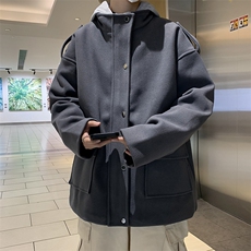 假两件毛呢外套男好潮流工装帅2023冬季新款ins外套夹克W5270-P73，男装毛呢大衣，星座412-2