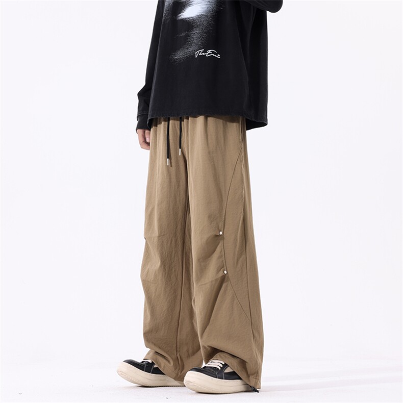 703-K360-P48春季高品质高街潮牌铆钉宽松工装直筒休闲裤,男装休闲裤,星座703