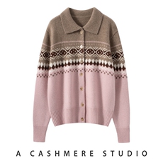 2025年秋季时尚百搭通勤简约休闲重工羊绒拼色毛衣，女装羊绒衫，绒歆坊