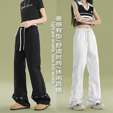 排扣休闲裤男夏季薄款美式高街痞帅垂感长裤子K650-特批-45，男装休闲裤，星座718-1