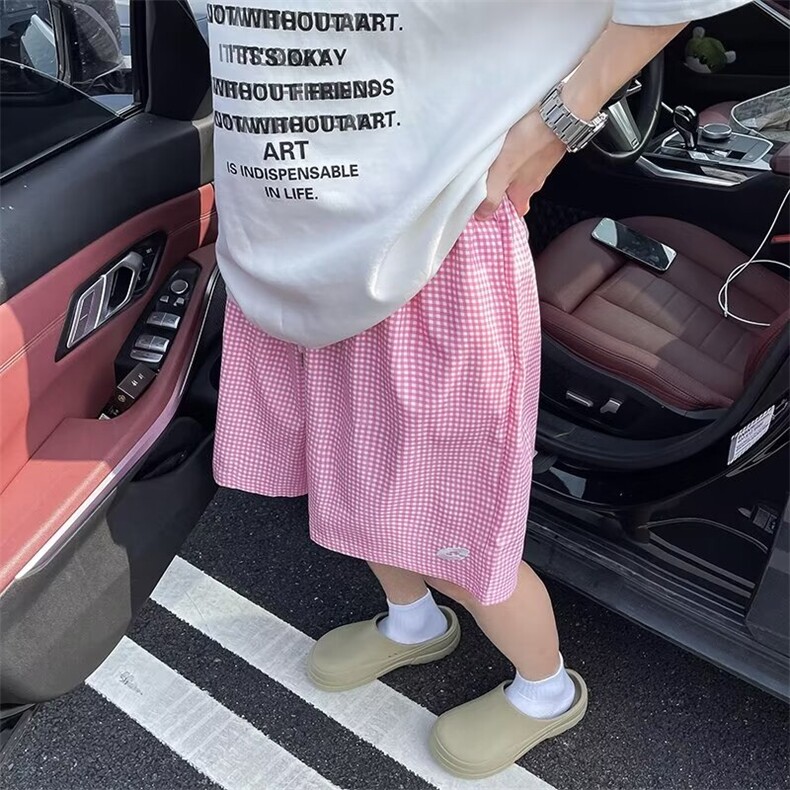 男新款青少年时尚休闲裤格子刺绣短裤YD29P25,男装牛仔裤,星座1116-2