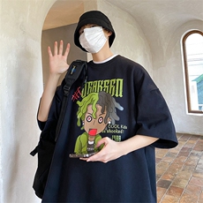 美式涂鸦重磅T恤男款夏季ins潮牌宽松大码圆领-JK23207-P35控48，男装T恤，星座605(原A050)