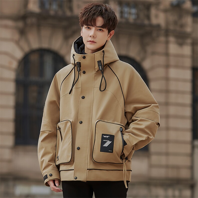 2025新款冬季男士工装连帽休闲羽绒服A415-23162-P420678，男装羽绒服，电商A355（原A415）