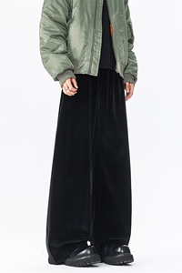 8XL-M 加绒美拉德宽松金丝绒阔腿裤垂感拖地裤K993P55加绒65控78图片