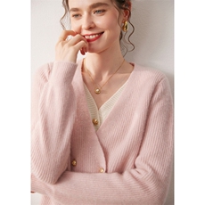 2025年秋季常规款长袖套头小香风假两件，女装针织衫/毛衣，宛咚羊绒