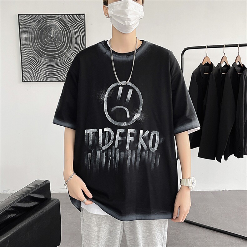 涂鸦潮短袖t恤男夏季宽松情侣装新原宿风学生上衣insT605-P25,男装T恤,星座512-2