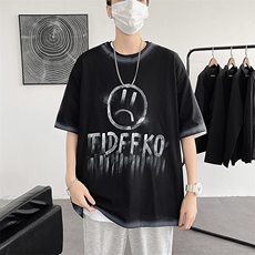 涂鸦潮短袖t恤男夏季宽松情侣装新原宿风学生上衣insT605-P25，男装T恤，星座512-2