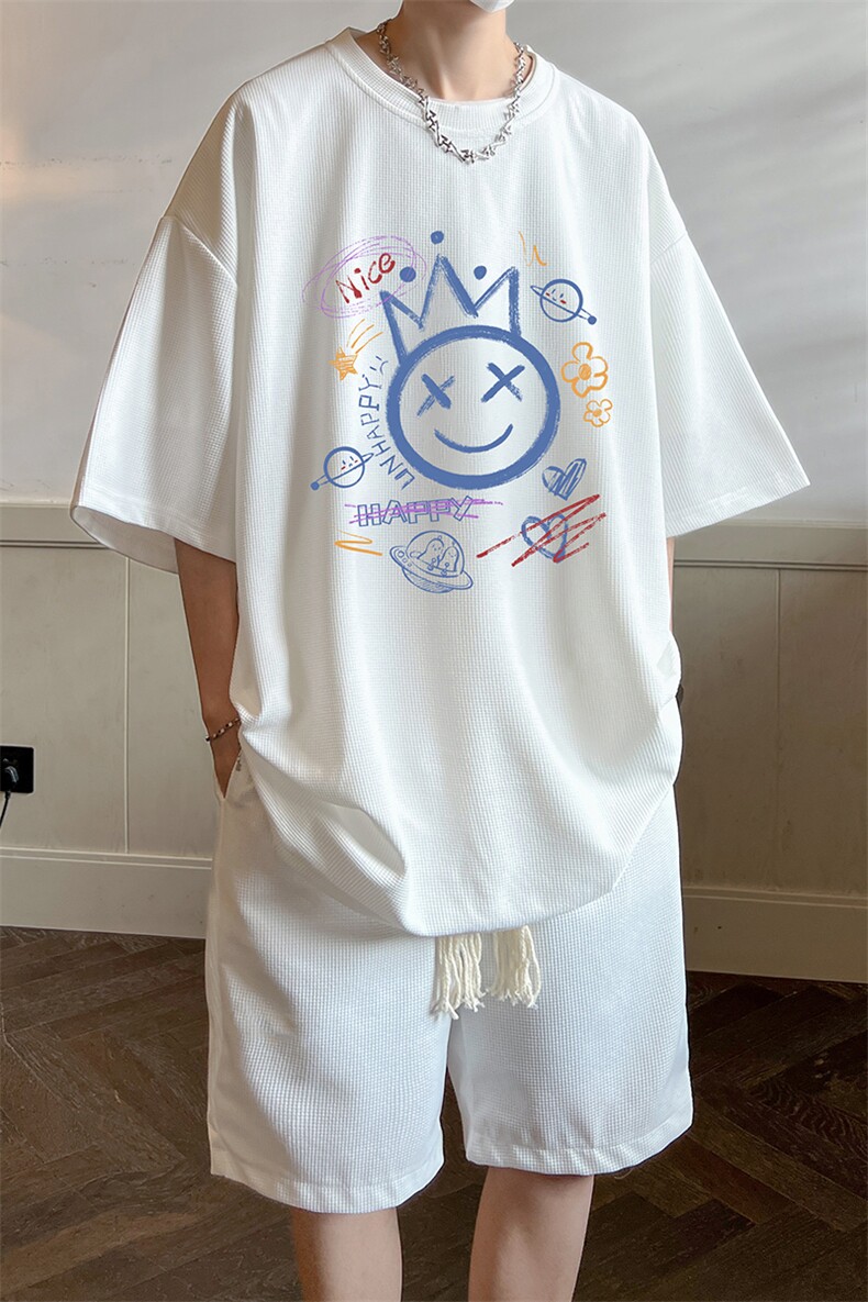 华夫格套装运动短袖t恤套装休闲两件套一套HZ84180-P44,男装T恤,电商A040