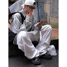 水洗灰牛仔衬衫复古做旧破损下摆宽松大版衬衣CS164特P72，男装衬衫，星座908-1