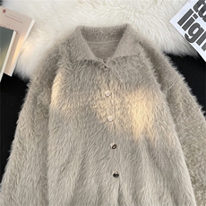 秋冬小众水貂毛外套厚开衫男MY302P60，女装短外套，星座1116-2