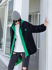 帽子拼色皮毛外套，其它，韩外