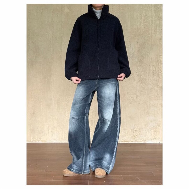 1506-1/Q95660/P53美式复古女早春季设计感宽松显瘦阔腿镰刀裤,男装休闲裤,星座1506