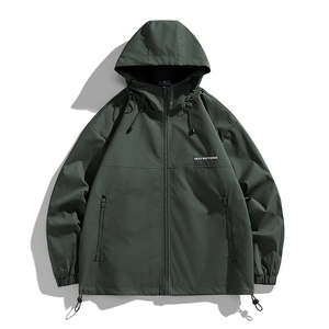 冲锋衣连帽夹克男宽松落肩纯色上衣外套DSA157B-JK727-P58图片