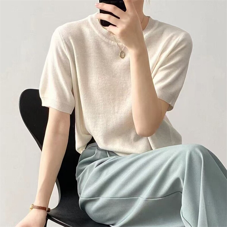 短袖t恤女2025新款夏季薄款宽松显瘦打底上衣小衫,女装T恤,淘淘羊羊绒