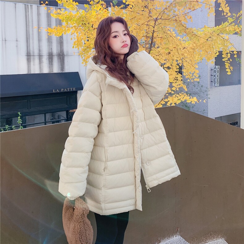 连帽云朵泡芙90白鸭绒羽绒服女装2025冬季新款中长款宽松保暖外套,女装羽绒服,2B187