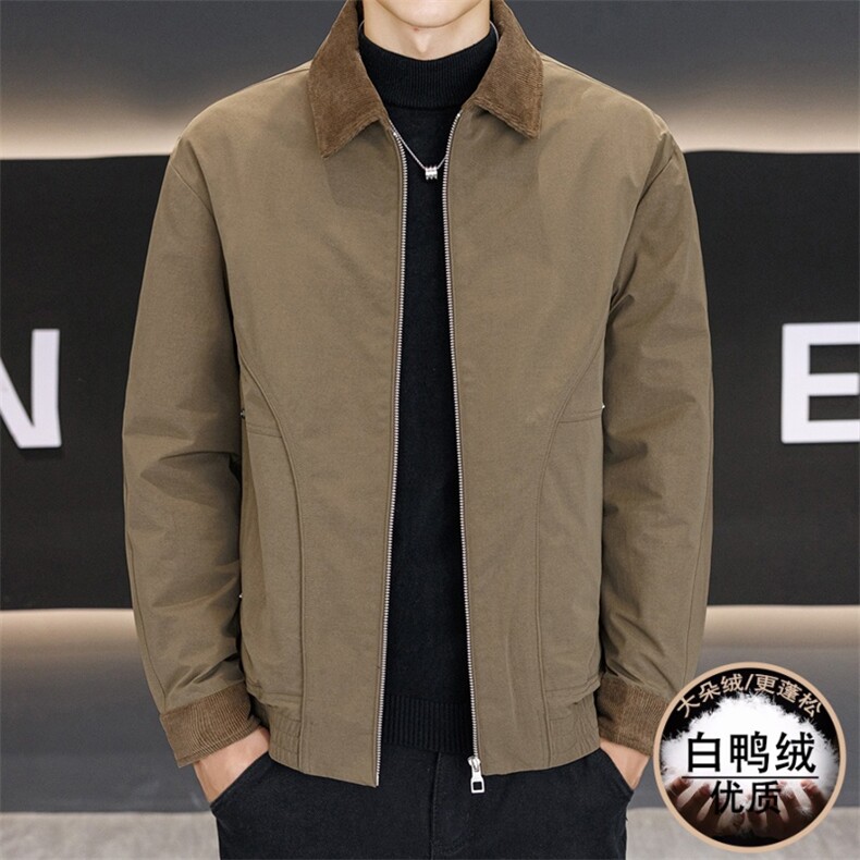 男潮牌短款羽绒服2025新款痞帅翻领夹克外套图片