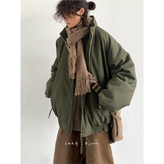 慵懒日系美式复古加绒加厚立领工装棉服男女冬季潮牌情侣保暖棉衣，男装棉衣，星座1013-1