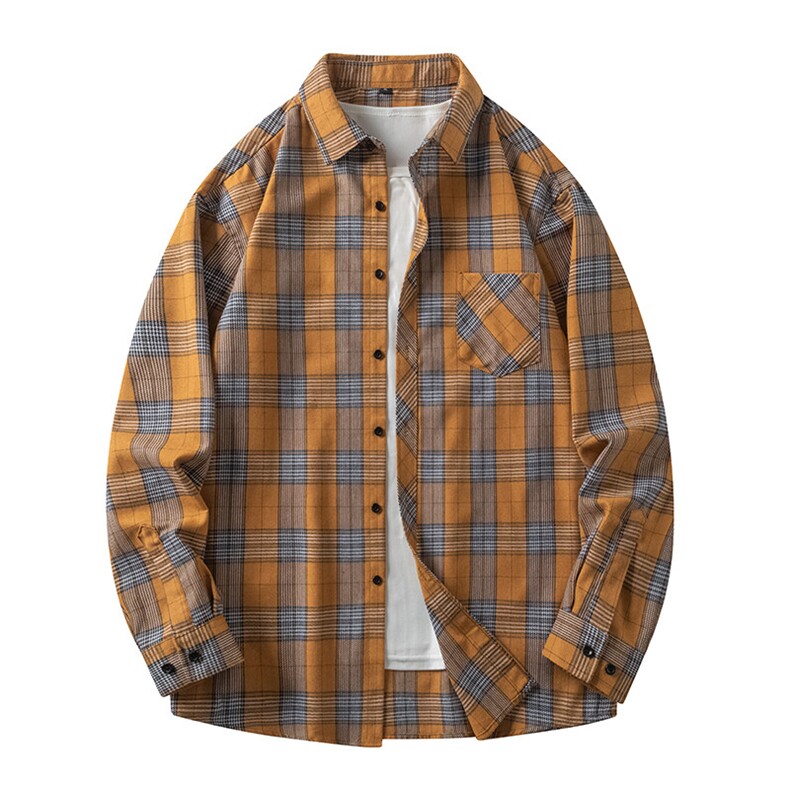 25年春季多巴胺格子衬衫宽松落肩现货DS-C323-1-2209-特批28，男装衬衫，电商C323-1