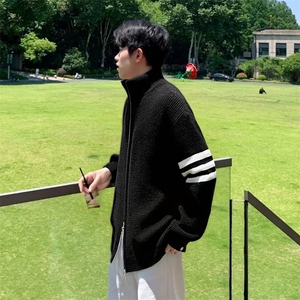 重磅秋冬北极绒开衫毛衣美式复古休闲慵懒风男女立领针织衫外套图片