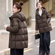 90白鸭绒羽绒服女2025冬季新款中长款连帽加厚宽松保暖羽绒外套，女装羽绒服，美沁