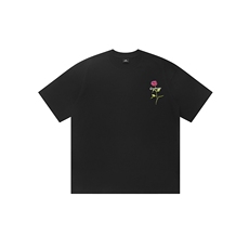 网图有货美式复古刺绣玫瑰花情侣t恤男女原创宽松上衣A408-P35，男装T恤，星座1505