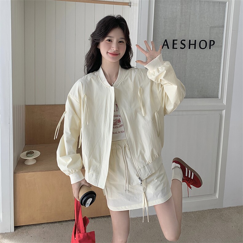 休闲衣服穿搭黄色棒球服套装女春秋超火好看高级小众半身裙两件套,女装套装/套裙,2C207