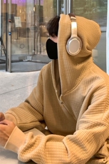 380克玉米格华夫格定制面料卫衣男95%聚酯纤维5%氨纶WY77063P75控，男装卫衣，星座227-7