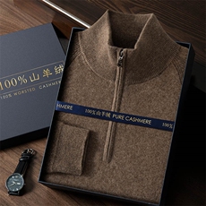 2025年秋季套头羊绒宽松常规半高拉链，男装羊绒套衫，曼云男装羊绒