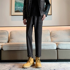 秋冬季新款毛呢休闲裤男高级垂感韩版修身小脚西裤B381/MN01p58，男装西裤，电商B381（原B382）