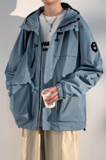 春秋户外冲锋衣男女同款防风防水连帽工装外套登山服夹克2481-P75，男装夹克，星座1403A