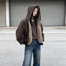 两面穿现货重磅短款座山雕棉衣男女双面穿毛毛绒棉服加厚外套，男装棉衣，电商A486