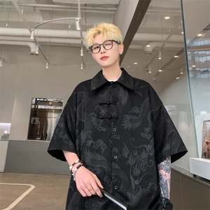 量大优 供视频 新风龙纹冰丝短袖衬衫男 CP50-特p38图片