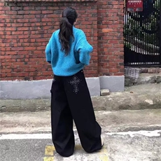 W11071-P50网图现货春季新款小众重工亮片高级感微喇叭牛仔裤，男装牛仔裤，星座1608