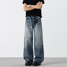 直筒牛仔裤立体猫须蜂窝百搭通勤长裤男N09918-P60，男装牛仔裤，星座308B-2