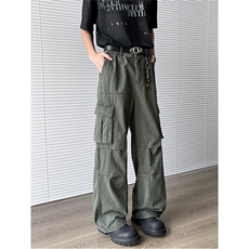 2025新款美式多口袋褶皱伞兵工装裤微喇休闲男女现货K8454-P54，男装休闲裤，星座512-3
