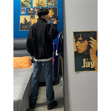 复古蓝牛仔裤男痞帅宽松直筒阔腿cleanfit裤子A080-9601-P40控68，男装牛仔裤，电商A080