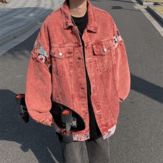 Wt53-P69日系复古腰果花拼接牛仔外套，男装夹克，星座1501-1