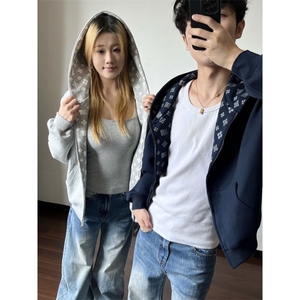 藏青色开衫卫衣oversize外套W880-P75图片