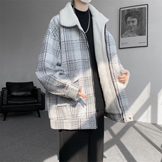 M-8XL格子羊羔毛棉服冬季大码小香风加绒外套加厚棉衣MF7001/P138，男装棉衣，电商B238