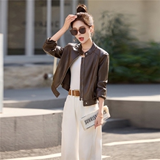 红棕色皮衣外套女春秋季2026新款小个子港风复古高级感皮夹克机车，女装皮衣，潮流依族