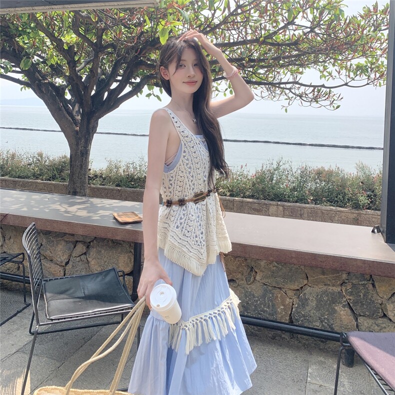 ：夏装新款甜美吊带连衣裙镂空背心两件套2C135-8816P145K218,女装连衣裙,2C135