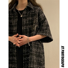 1小香风印花短袖衬衫DCS9019P45短裤DK8797P40套装DTZ9029P85，男装衬衫，星座226-2