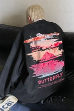 水洗圆领大码卫衣港风潮流印花“富士山”JK23350特批36-控59，男装卫衣，星座605(原A050)