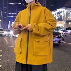 新款连帽冲锋衣夹克男港风纯色潮流休闲外套JK2301-P68，男装夹克，星座717