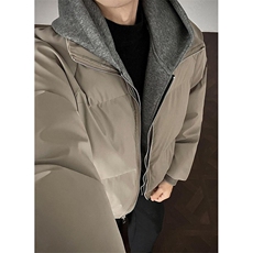 现货高品质重磅工艺美式高街假两件PU皮棉衣男女加厚棉服外套，男装棉衣，电商A486