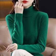 时尚高领女士羊毛衫纯色柔软舒适修身显瘦毛衣，女装羊毛衫，九嘉羊绒