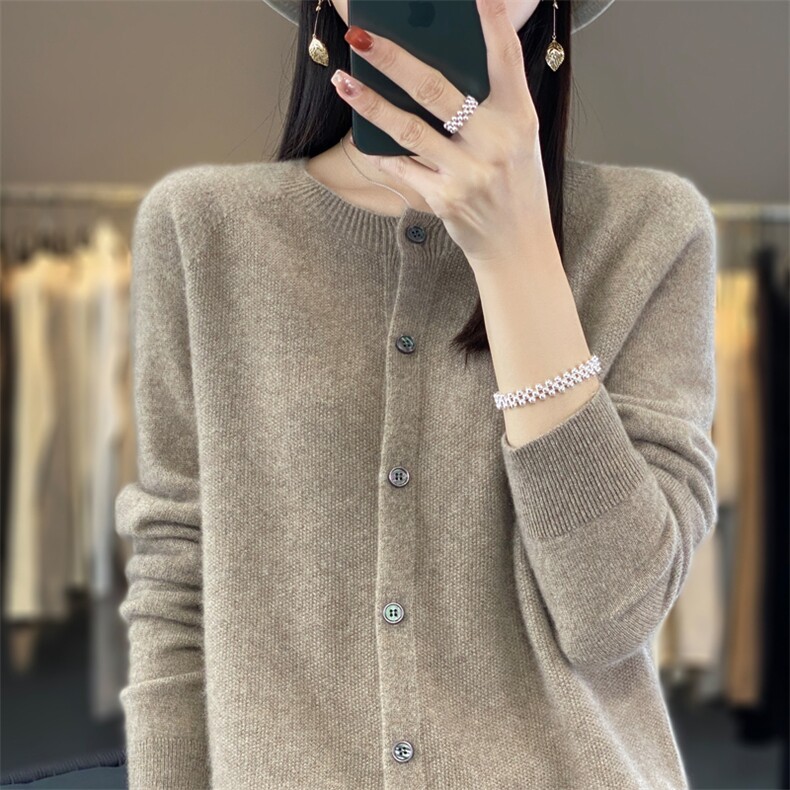 反季清仓POLO领羊绒长袖针织开衫女短款外套气质毛衣洋气减龄衬衫,女装羊毛衫,九嘉羊绒