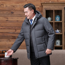 2023主推中老年男中长款爸爸冬装加厚中老年羽绒服男连帽外套，男装羽绒服，钱塘6003（原4033）